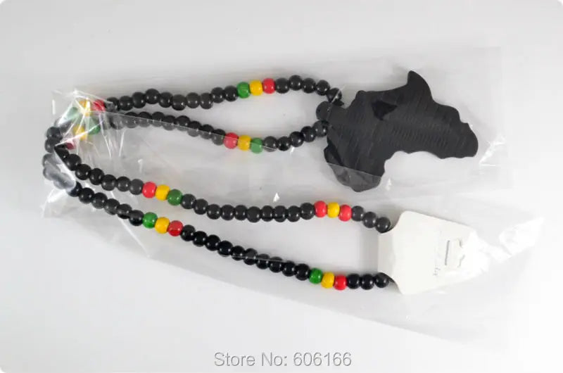 Rasta Reggae  Black Africa Chase Wooden Beads Necklace