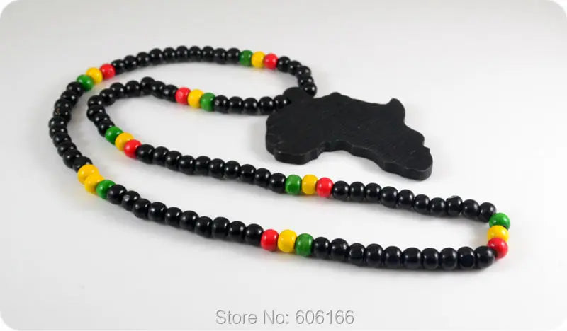 Rasta Reggae  Black Africa Chase Wooden Beads Necklace