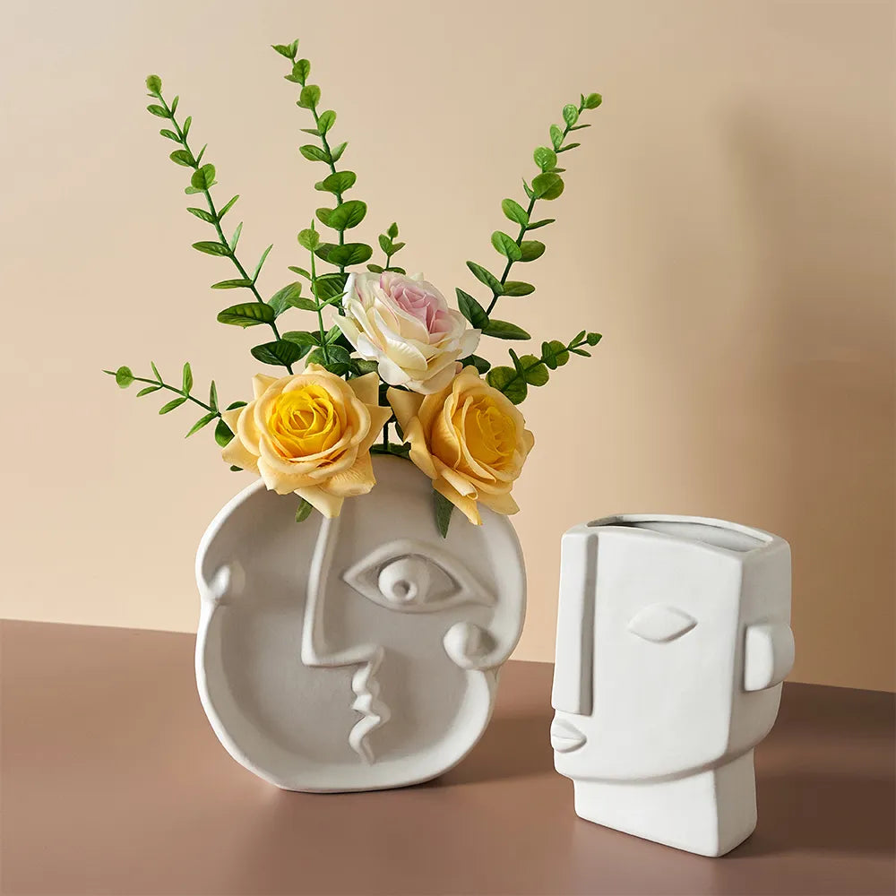Modern Nordic Abstract Face Ceramic Vases