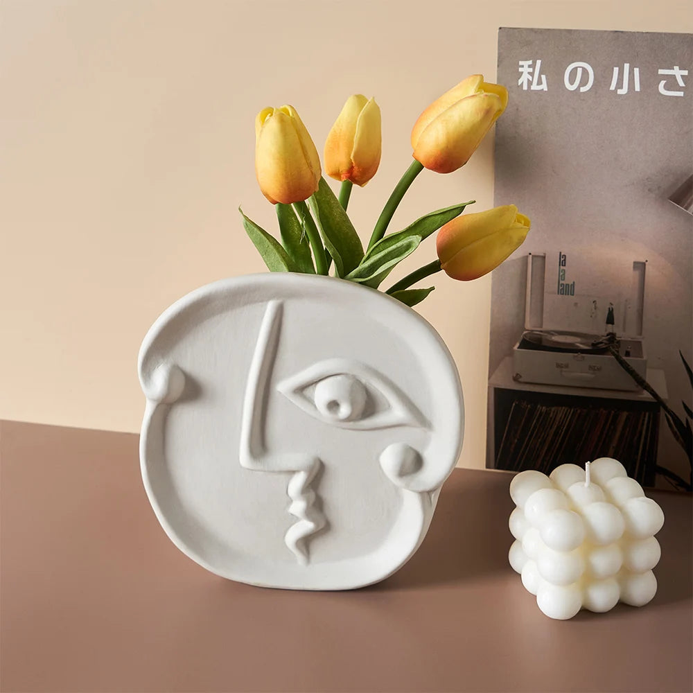 Modern Nordic Abstract Face Ceramic Vases