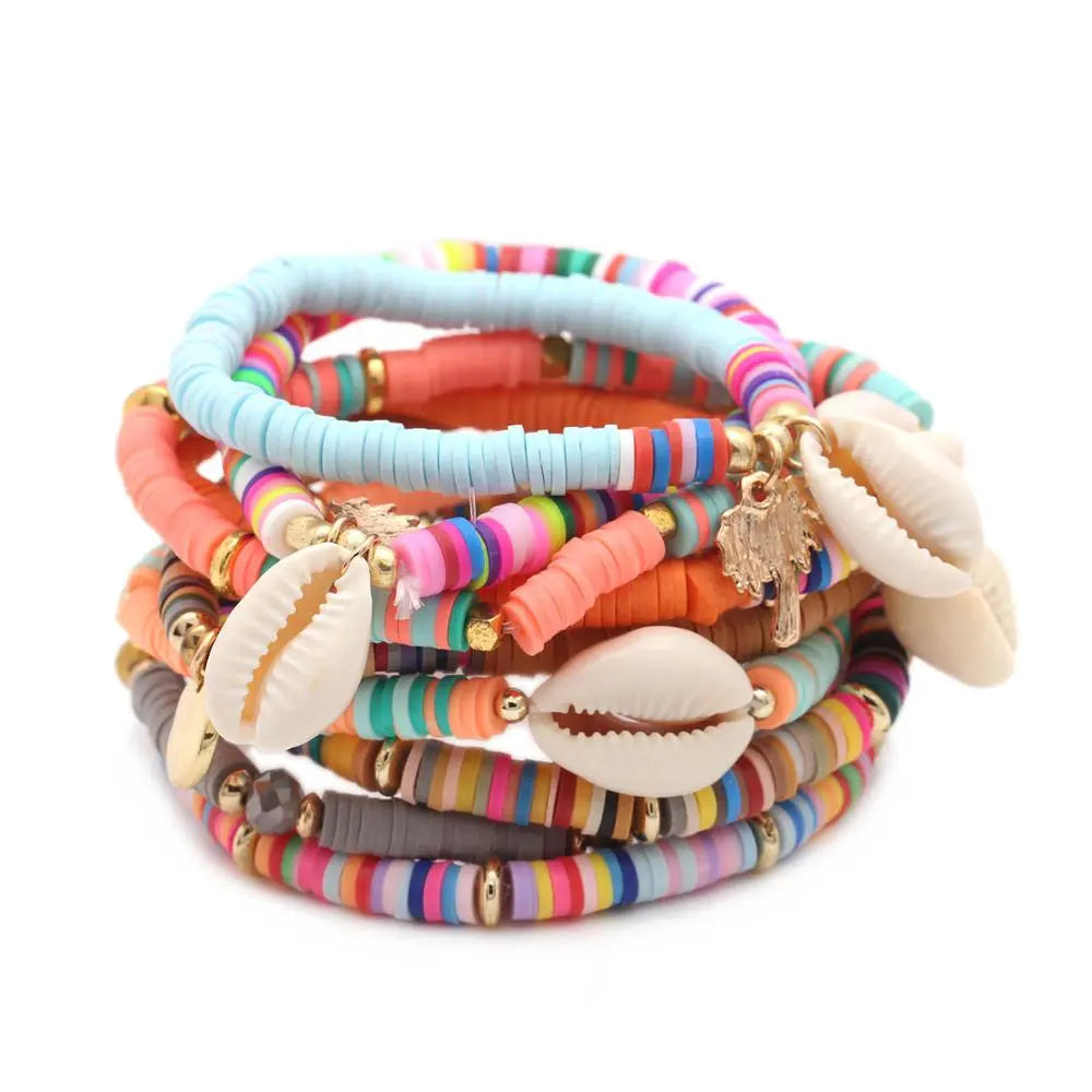 Multicolor Polymer Clay Heishi Beads Bracelets
