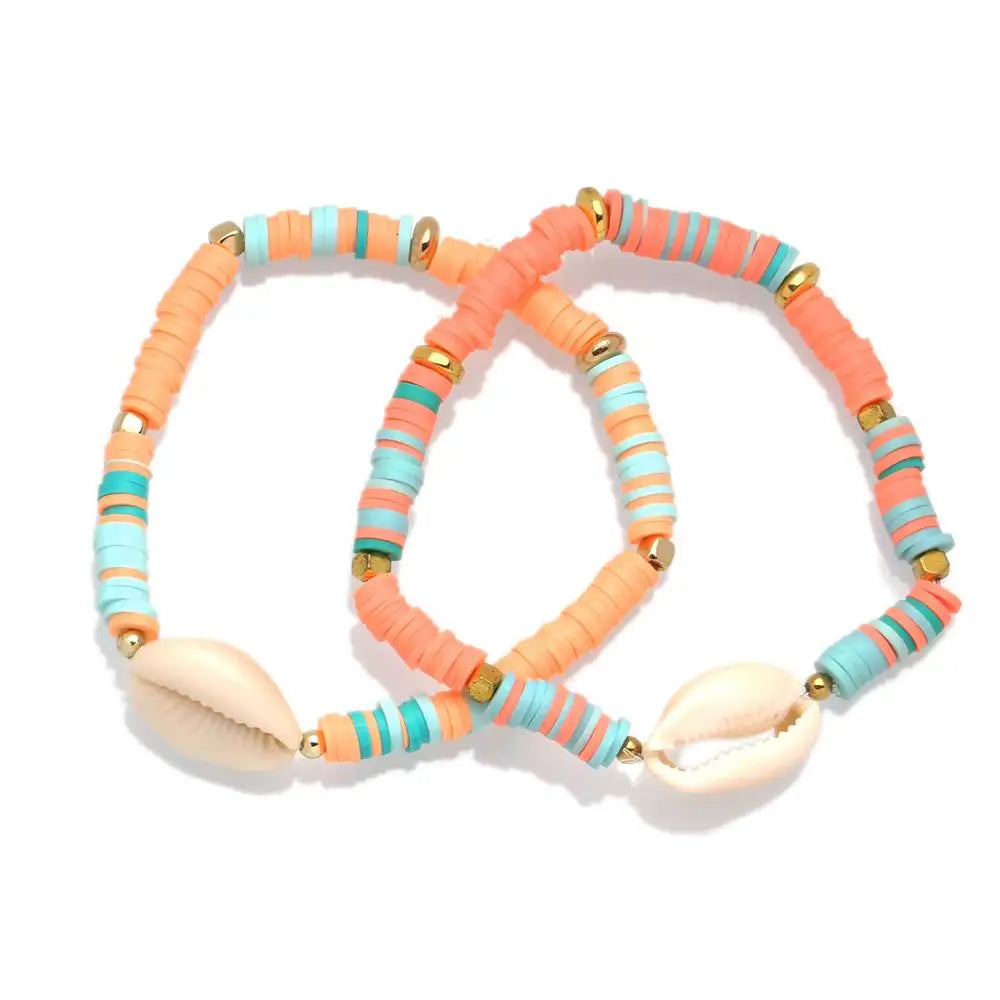 Multicolor Polymer Clay Heishi Beads Bracelets